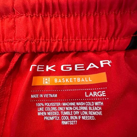 Tek Gear Mens Large Basketball Shorts Red Black Drawstring Elastic Waist - Picture 4 of 7